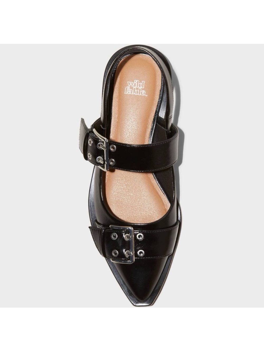 wild fable Black Pointed Double-Buckle Slingback Flats